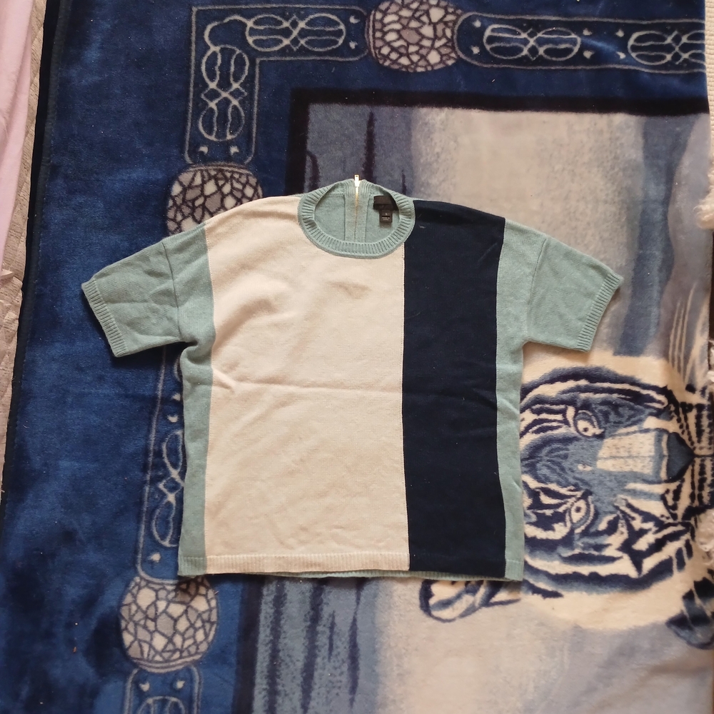J. Crew Color Block Sweater in Blue and Cream